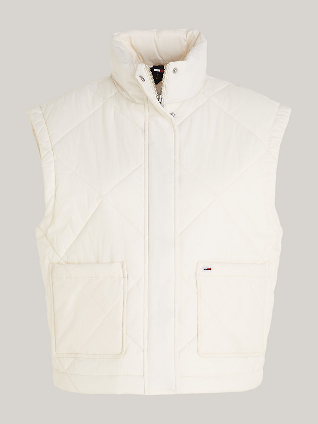 white gerecyclede quilted bodywarmer voor dames - tommy jeans