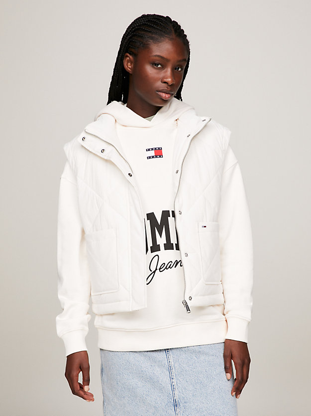 white recycled diamond quilted gilet for women tommy jeans