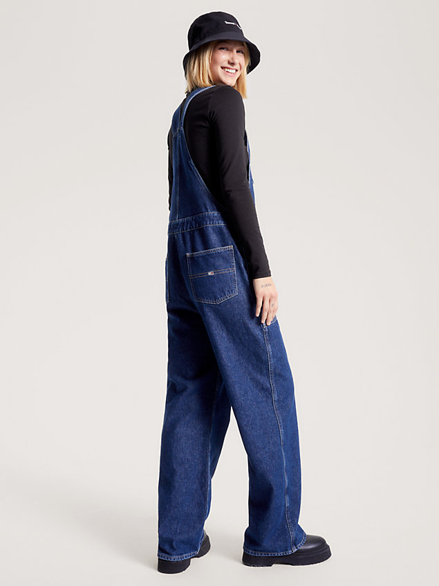 denim workwear dungaree van denim met wijde fit voor dames - tommy jeans