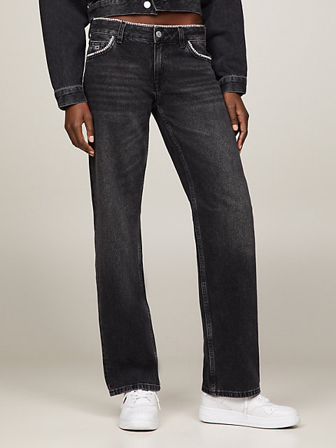 denim czarne proste jeansy sophie z niskim stanem dla kobiety - tommy jeans