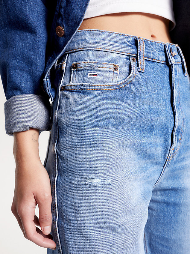 denim claire jeans mit hohem bund und weitem bein für damen - tommy jeans