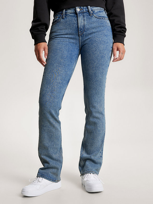 denim claire jeans mit weitem bein und hohem bund für damen - tommy jeans