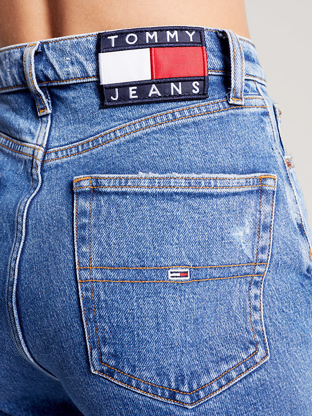 vaqueros julie rectos de talle superalto denim de mujer tommy jeans