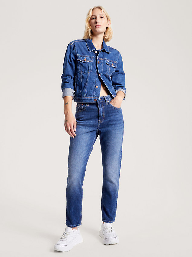 jean slim izzie taille haute denim pour femmes tommy jeans