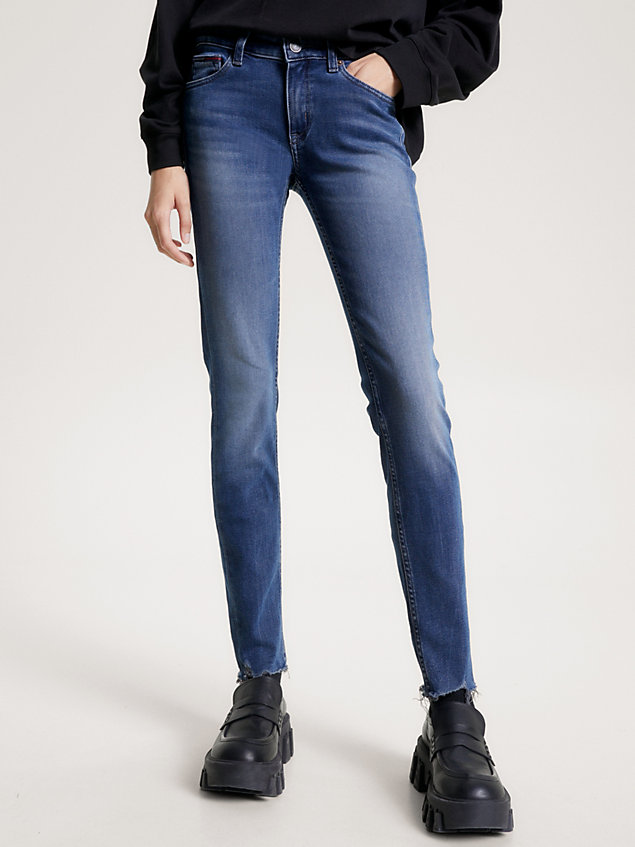 denim sophie low rise skinny raw hem jeans for women tommy jeans
