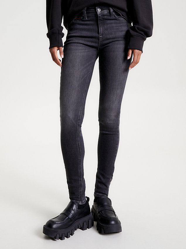 denim nora medium rise skinny jeans met enkelrits voor dames - tommy jeans