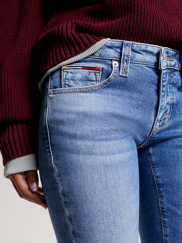 denim sophie skinny jeans mit niedrigem bund und fade-effekt für damen - tommy jeans