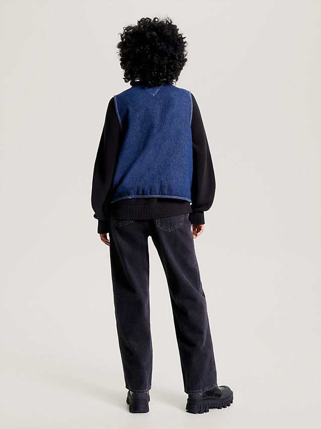 denim faded denim zip-thru utility casual gilet for women tommy jeans