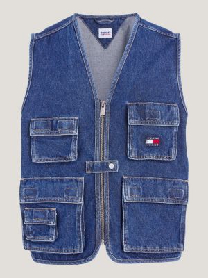 Gilet zippé Tommy Hilfiger Dénim bleu pour homme - Toujours au mei