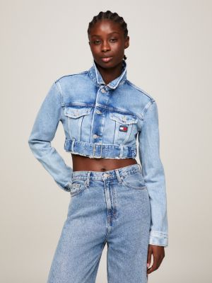 Denim belted clearance jacket