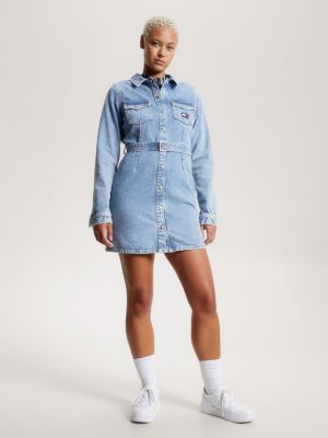 Belted denim best sale shirt dress