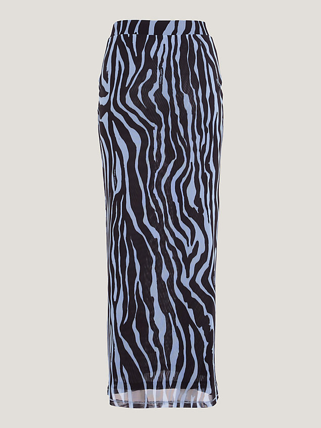 blue zebra low rise bodycon maxi-rok voor dames - tommy jeans