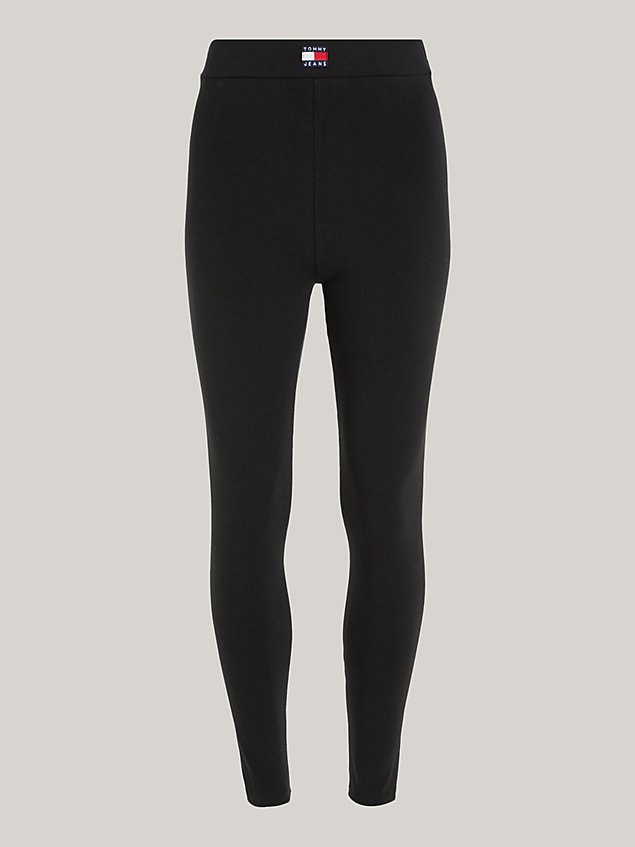 black skinny fit leggings mit voller länge für damen - tommy jeans