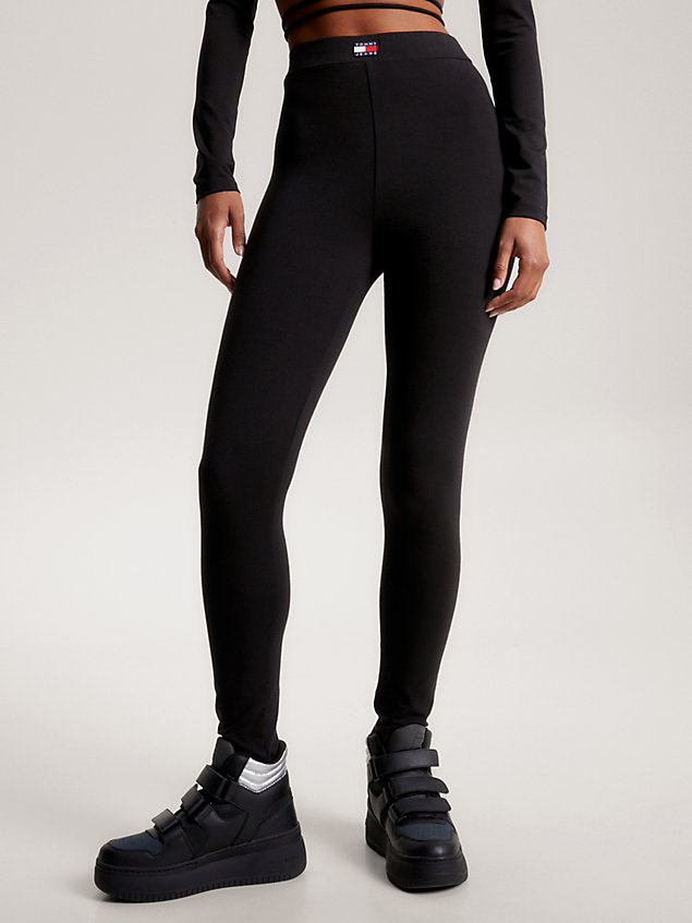 black skinny fit leggings mit voller länge für damen - tommy jeans