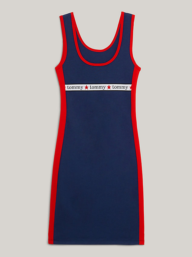 blue tommy x awake ny mini-bodycon-jurk voor dames - tommy jeans