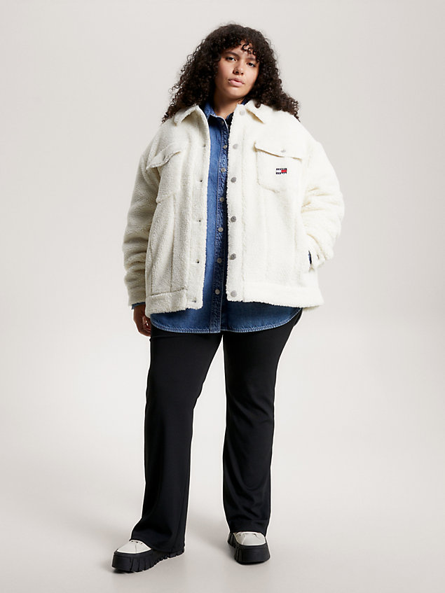 white curve padded sherpa jacket for women tommy jeans