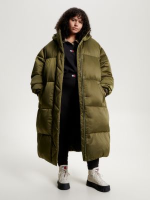 Curve Satin Puffer Jacket | Green | Tommy Hilfiger