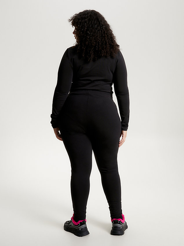 black curve badge leggings for women tommy jeans