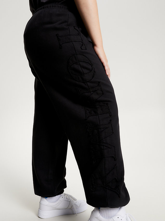 black curve logo appliqué joggers for women tommy jeans