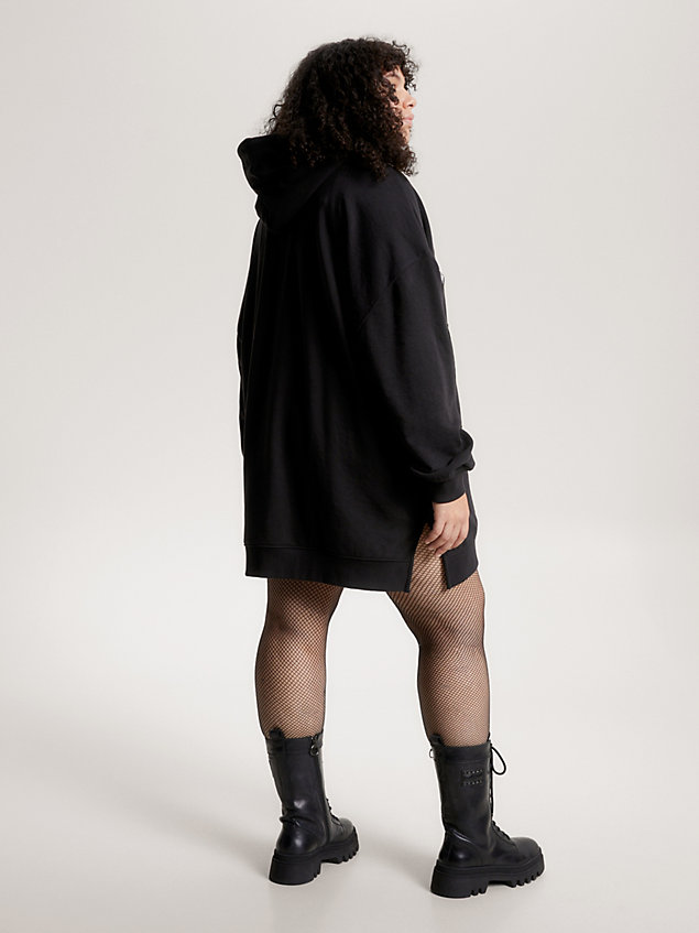 black curve grunge logo hoody dress for women tommy jeans