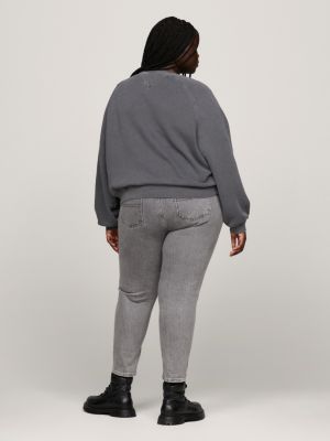 grey curve leopard print logo relaxed sweatshirt for women tommy jeans