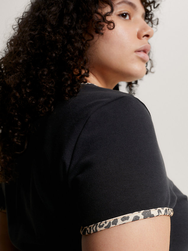 black curve bodyconjurk met rand van luipaardprint voor dames - tommy jeans