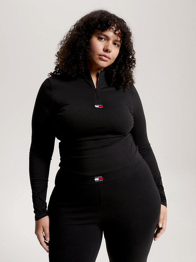 black curve longsleeve t-shirt met rits voor dames - tommy jeans