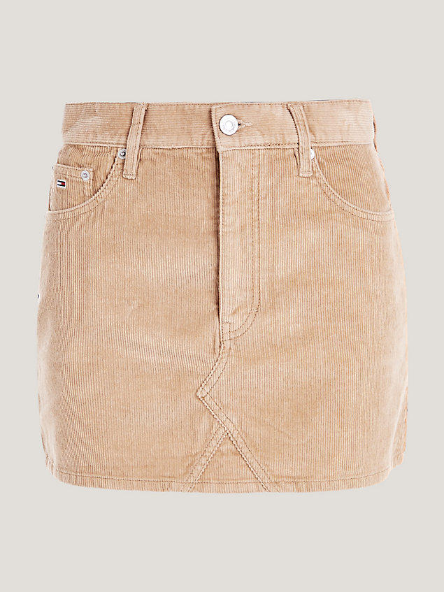 beige corduroy mini skirt for women tommy jeans