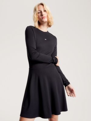 Tommy Jeans FIT FLARE DRESS - Jersey dress - black - Zalando.de