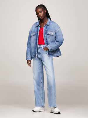 Tommy hilfiger oversized denim best sale jacket womens