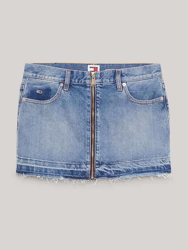 denim sophie denim zip-thru mini skirt for women tommy jeans