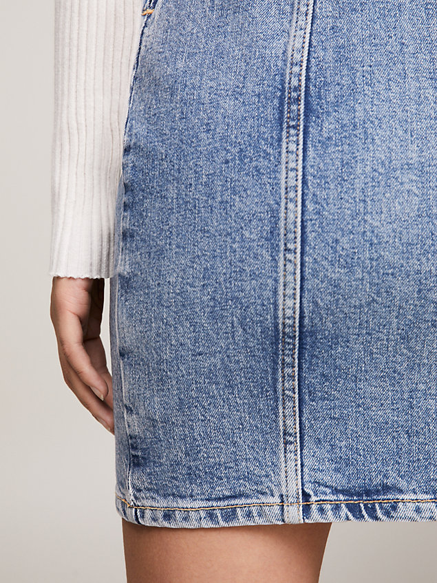 denim fitted mini-bustierjurk van denim voor dames - tommy jeans