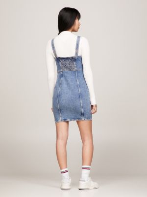 Fitted denim pinafore on sale dress