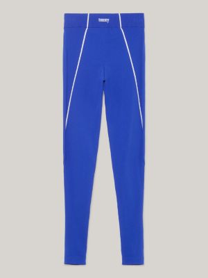 Lange gebreide legging met strepen, Blauw