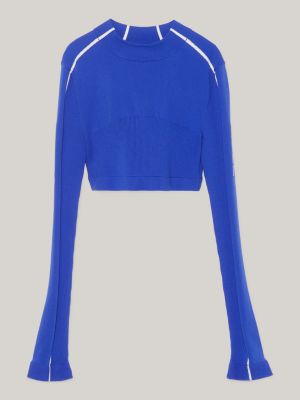 Tommy hilfiger blue crop hot sale top