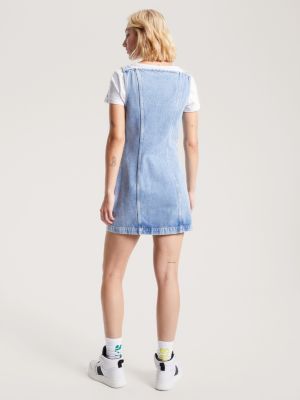 Tommy Jeans Curve DUNGAREE DRESS MIDI - Denim dress - blue denim