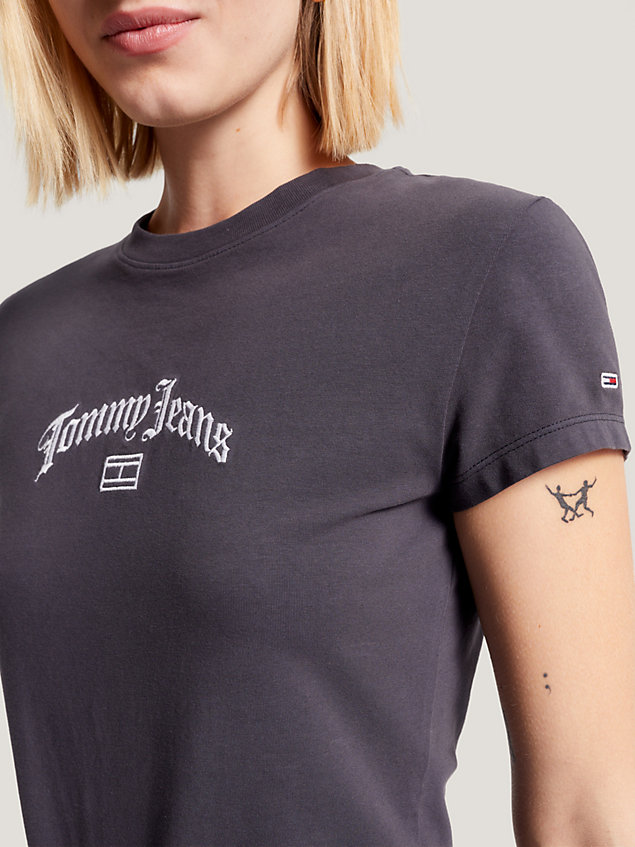 black slim fit t-shirt mit logo für damen - tommy jeans