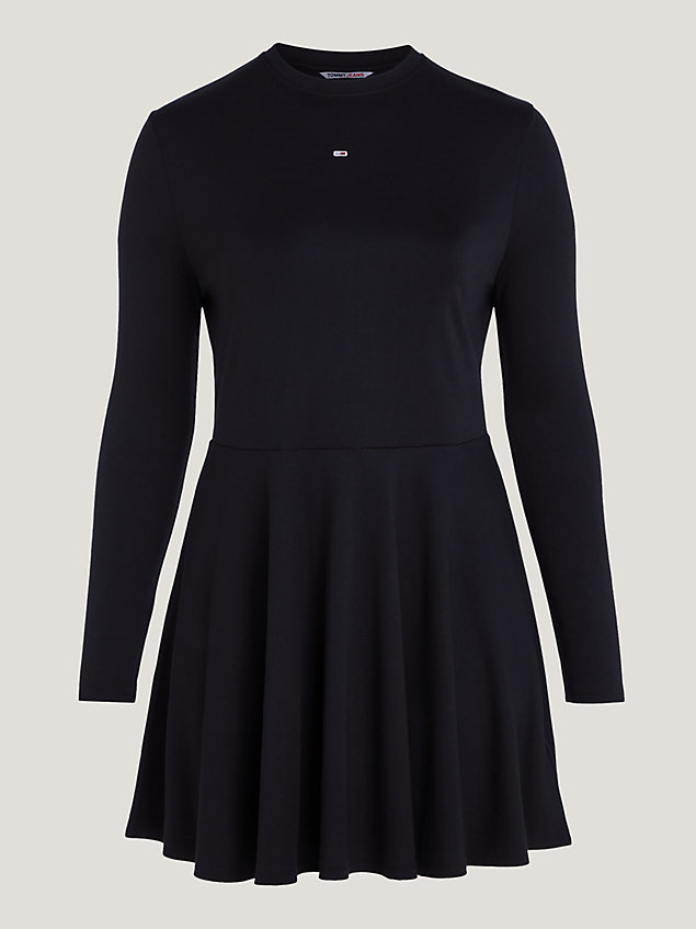 black curve essential fit and flare mini dress for women tommy jeans