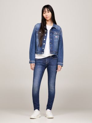 denim sophie skinny jeans mit niedrigem bund für damen - tommy jeans