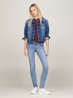 denim sophie skinny jeans mit niedrigem bund für damen - tommy jeans