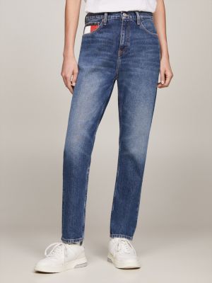 jeans cropped izzie archive slim fit a vita alta denim da donne tommy jeans