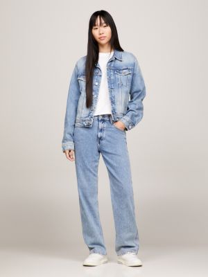denim betsy jeans mit weitem bein und mittelhohem bund für damen - tommy jeans