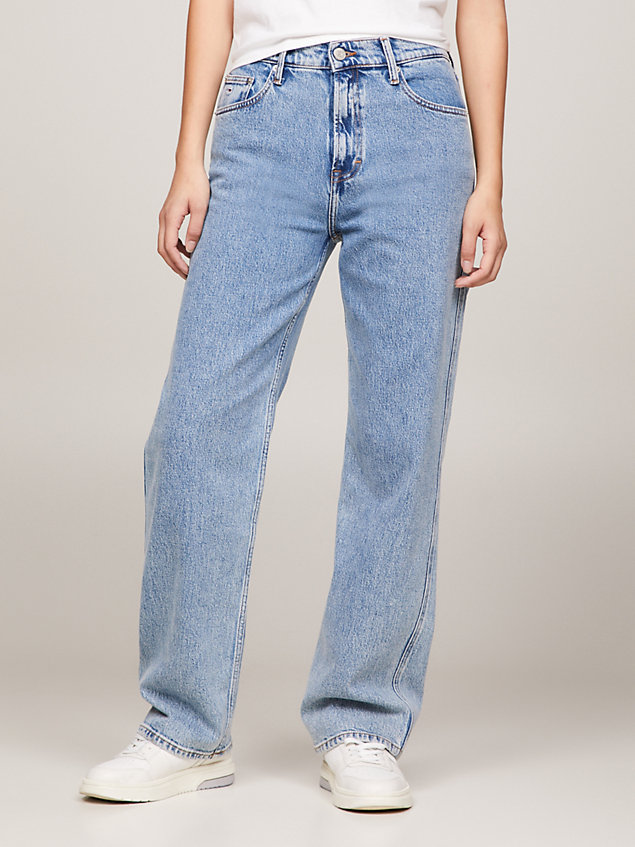 denim betsy jeans mit weitem bein und mittelhohem bund für damen - tommy jeans