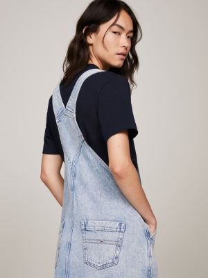 Denim Dungaree Midi Dress, Denim