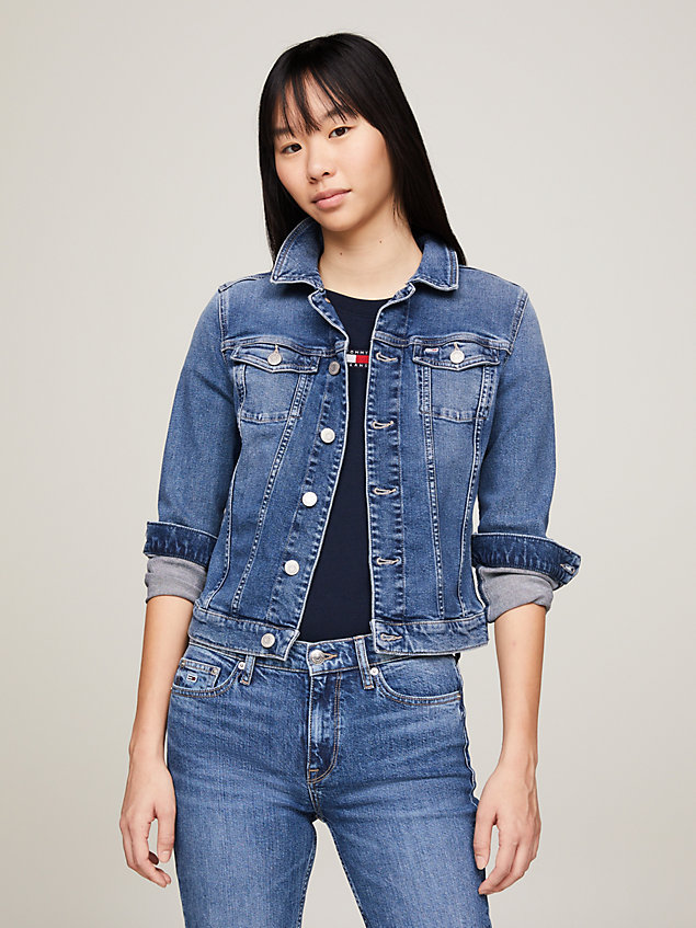 denim skinny trucker jacket for women tommy jeans
