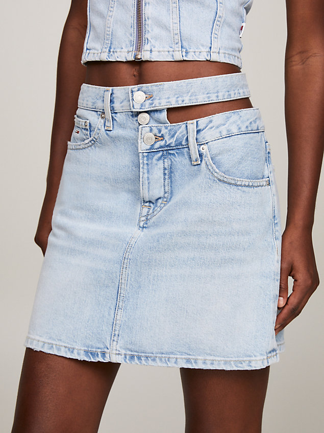 minifalda mom con detalle cut-out denim de mujeres tommy jeans