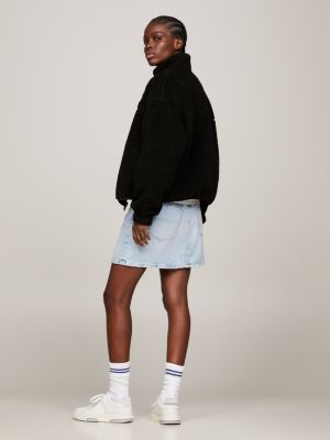 Black cropped teddy outlet jacket