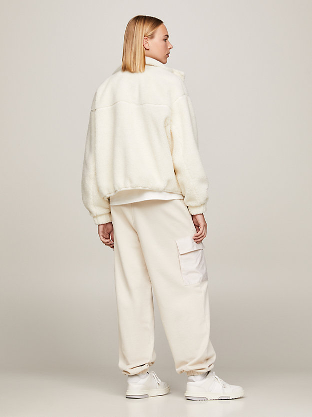 biały wodoodporna kurtka z futerka dla kobiety - tommy jeans