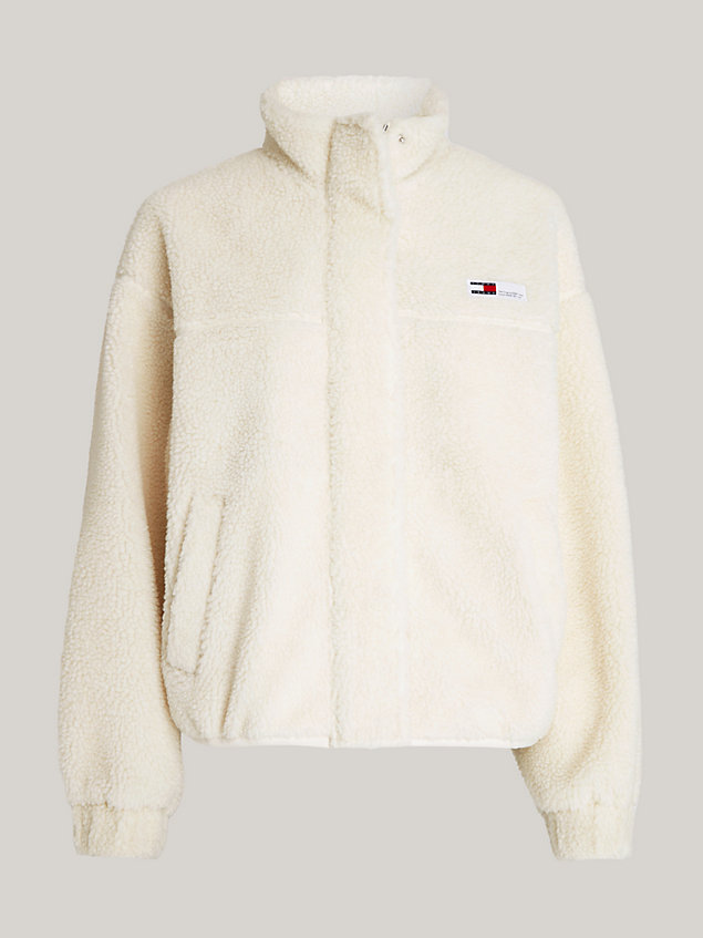 white water resistant teddy jacket for women tommy jeans