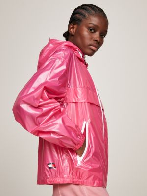 Packable Glossy Chicago Windbreaker, Pink